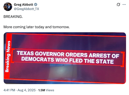 Greg Abbot is trying to arrest Democrats! Donate today and fight back.