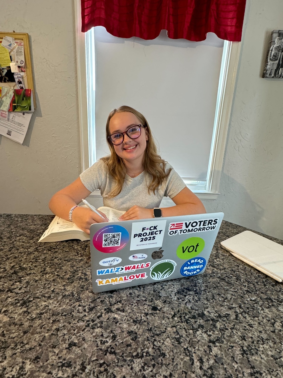 Photo of Bayly at her desk at UNC