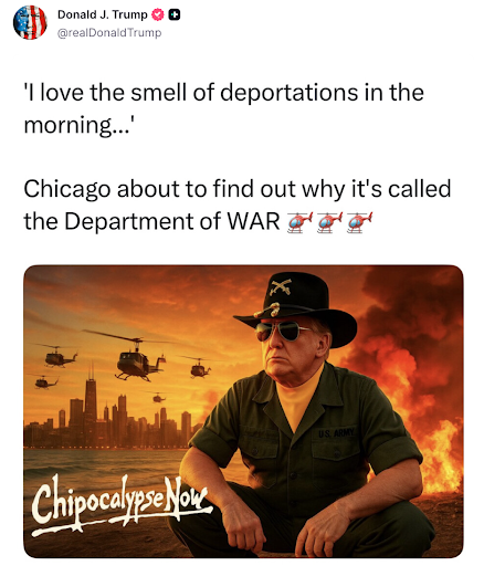 Donald Trump Tweet about Chicago and the Department of War