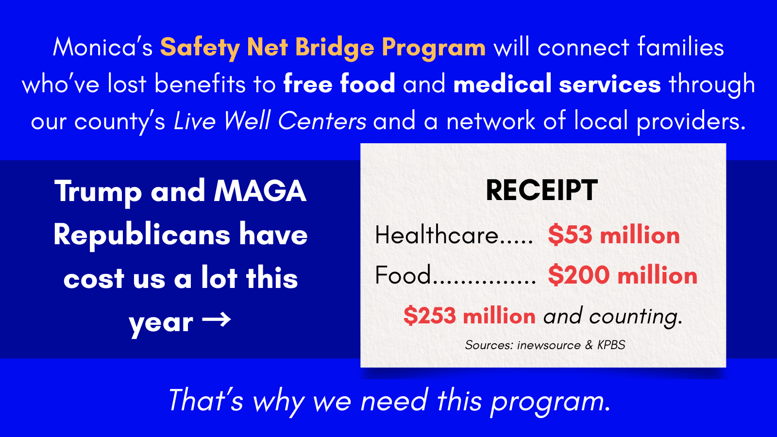 Monica's Safety Net Bridge Program connects families to free food and medical services.